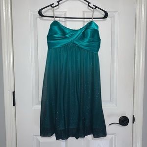 ombre teal strapless mini dress💫